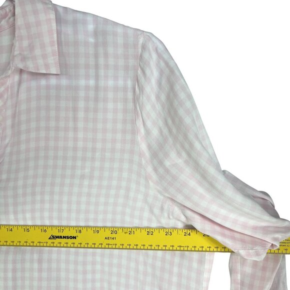 J Jill Womens XL Pink Gingham Popover Blouse Notch Neckline Clean Girl Feminine - Picture 11 of 16